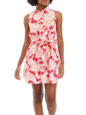 NWT Crown & Ivy Women's Printed Button Front Dress Coral Paisley Sz XS